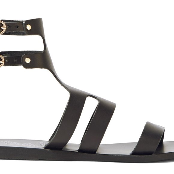 New Anthropologie Black Jessica Leather Sandals - Picture 4 of 10